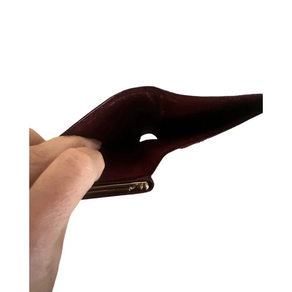 Givenchy Burgundy Leather 4G Logo Kiss-Lock Compact Wallet
